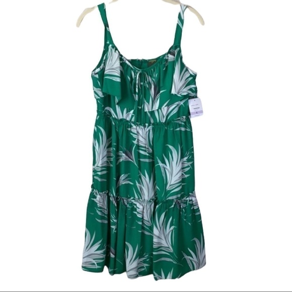 Taylor Green Tropical Print Palm Leaves Tiered Dress Size 6 - Picture 3 of 9